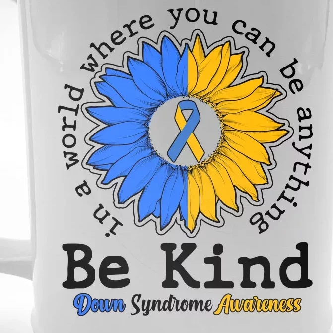 Be Kind Sunflower Ribbon Down Syndrome Awareness Front & Back Beer Stein