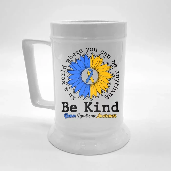 Be Kind Sunflower Ribbon Down Syndrome Awareness Front & Back Beer Stein