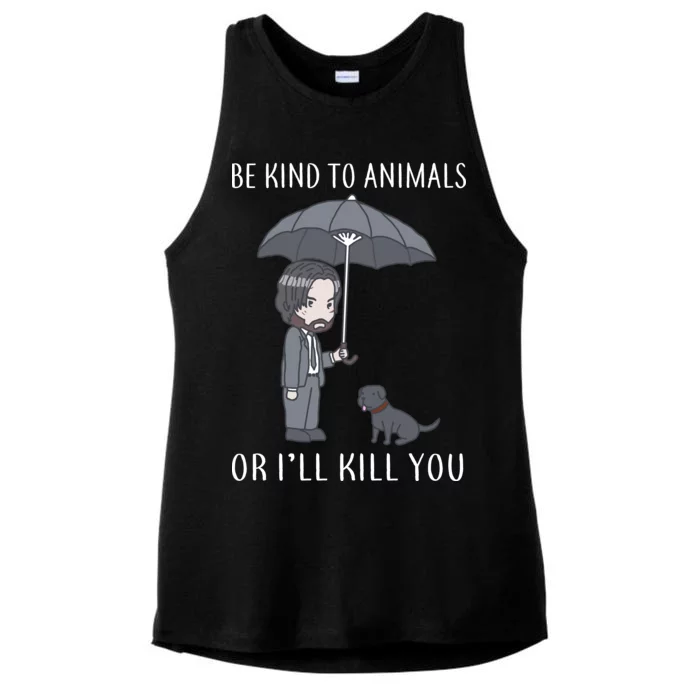 Be Kind To Animals Or I'll Kill You Ladies Tri-Blend Wicking Tank