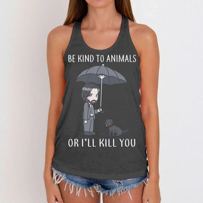 Be Kind To Animals Or I'll Kill You Women's Knotted Racerback Tank