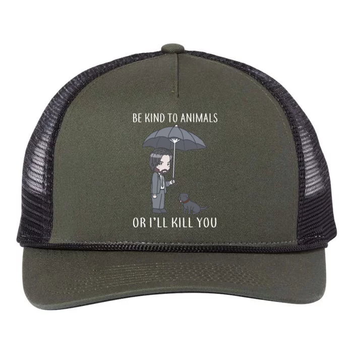 Be Kind To Animals Or I'll Kill You Retro Rope Trucker Hat Cap