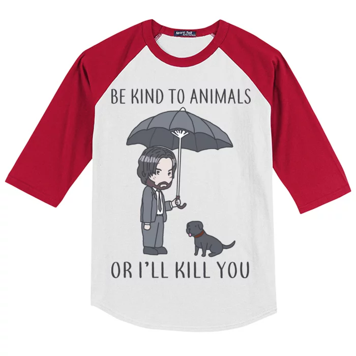 Be Kind To Animals Or I'll Kill You Kids Colorblock Raglan Jersey