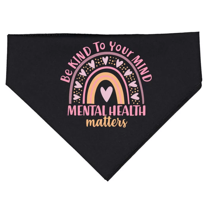 Be Kind To Your Mind Mental Health Matters Patten Rainbow USA-Made Doggie Bandana