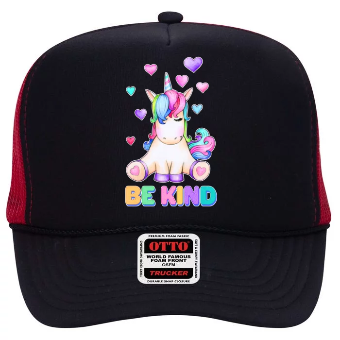 Be Kind Unicorn High Crown Mesh Trucker Hat