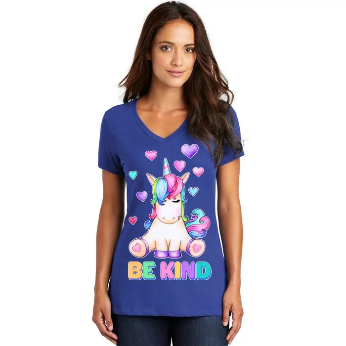 Be Kind Unicorn Women's V-Neck T-Shirt