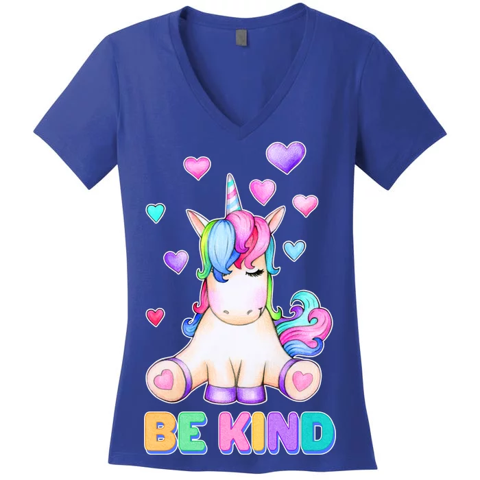 Be Kind Unicorn Women's V-Neck T-Shirt