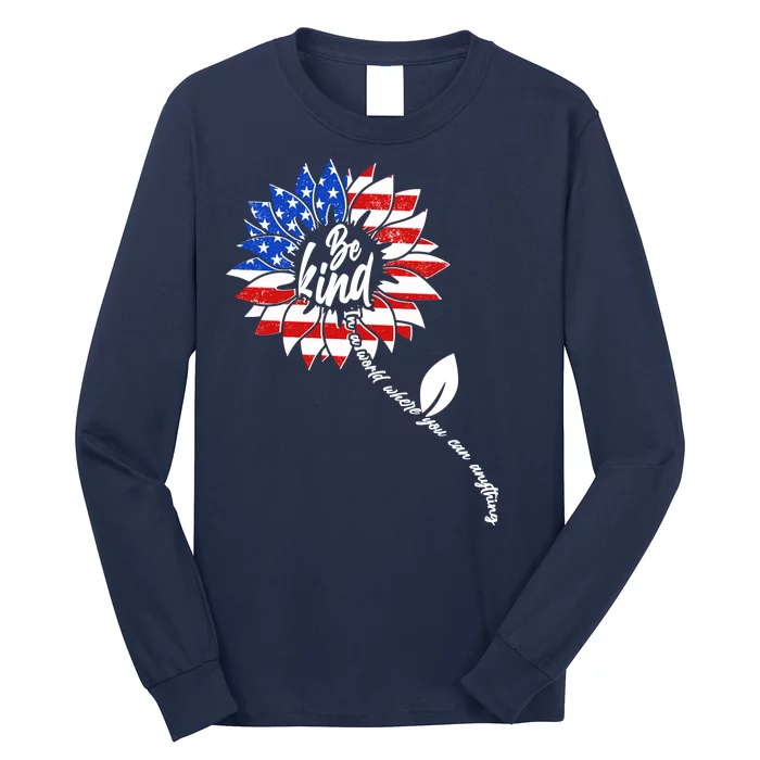 Be Kind USA American Sunflower Long Sleeve Shirt