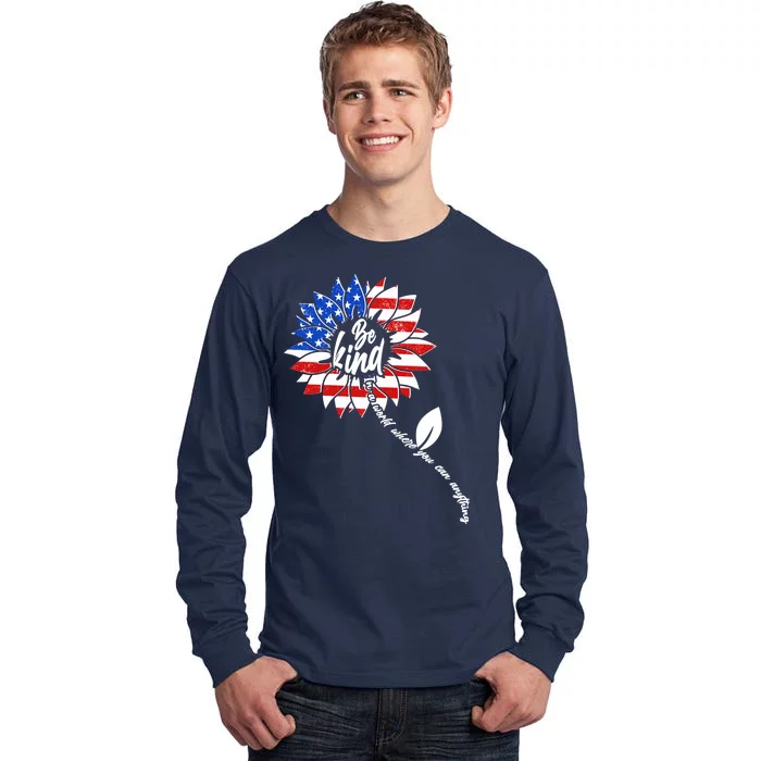 Be Kind USA American Sunflower Tall Long Sleeve T-Shirt