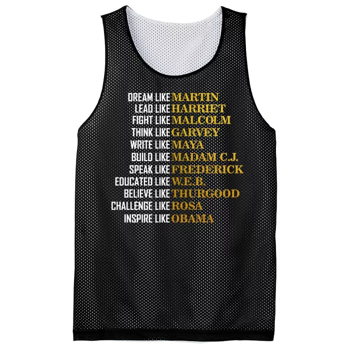 Be Like Inspiring Leaders Black History Mesh Reversible Basketball Jersey Tank