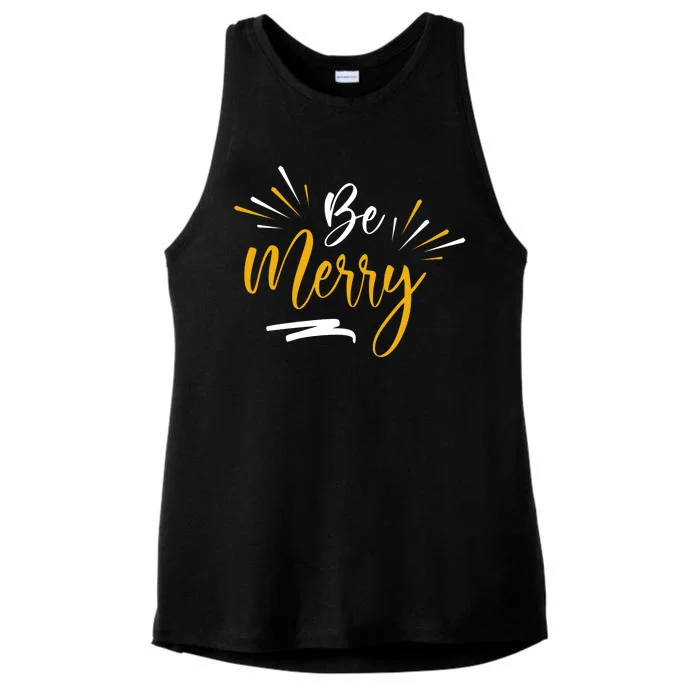 Be Merry Christmas Ladies Tri-Blend Wicking Tank