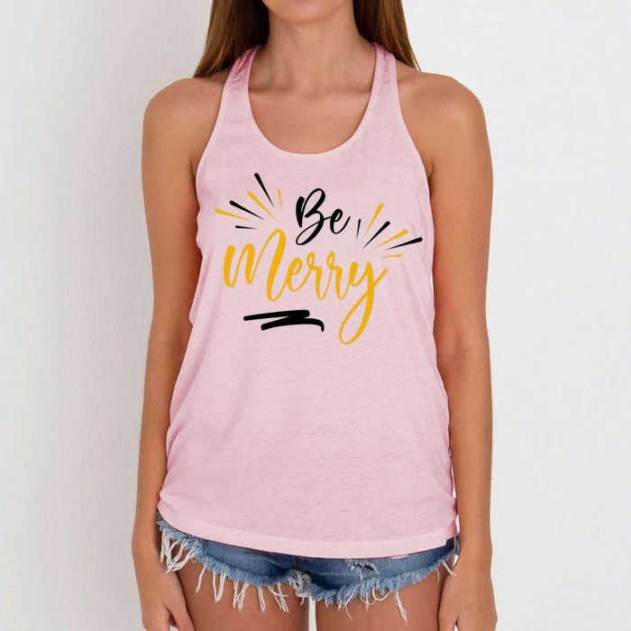 Be Merry Christmas Women's Knotted Racerback Tank