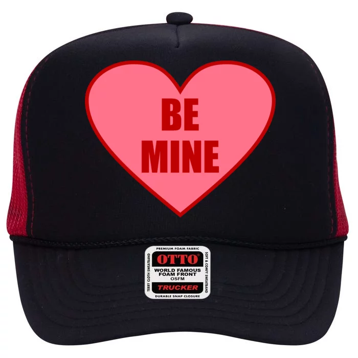 Be Mine Valentine's Day Heart Love Design High Crown Mesh Trucker Hat