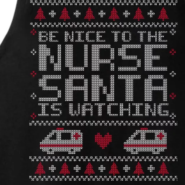 Be Nice To The Nurse Santa Is Watching Ladies Tri-Blend Wicking Tank