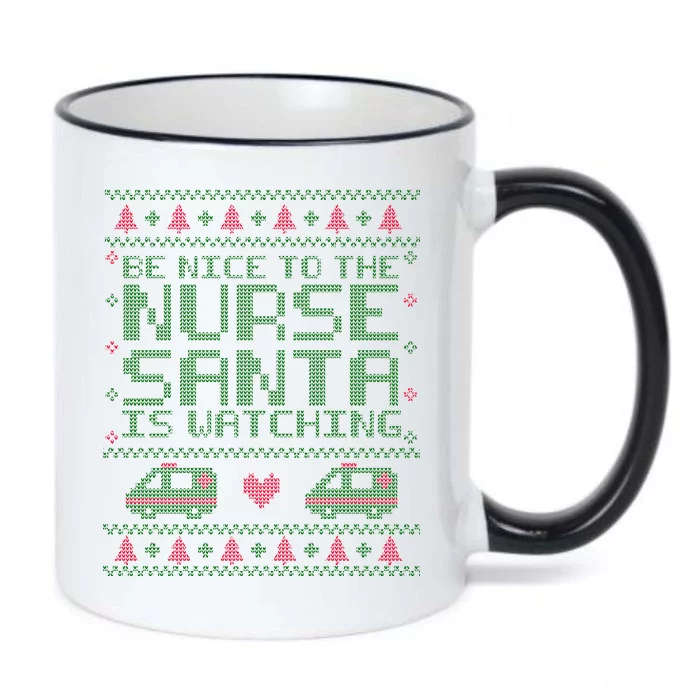 Be Nice To The Nurse Santa Is Watching Black Color Changing Mug