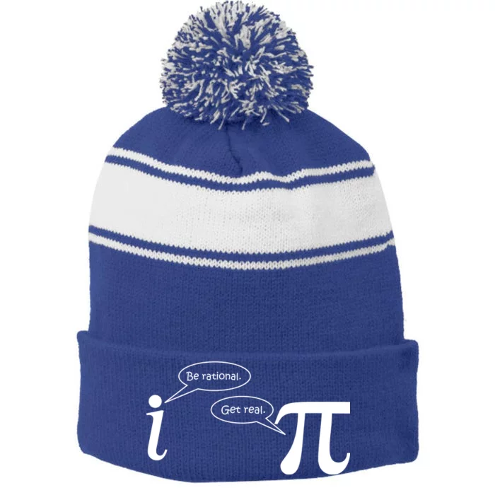 Be Rational Get Real Pi Math Stripe Pom Pom Beanie