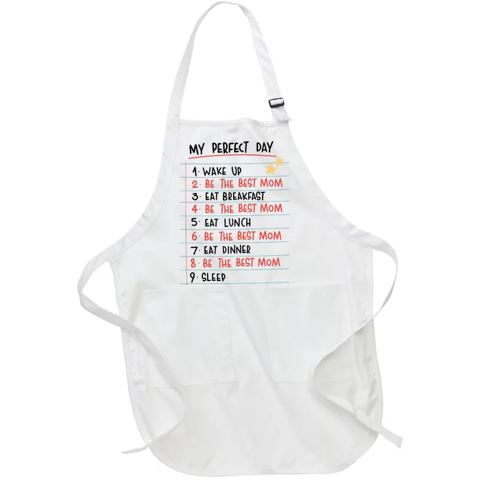 Be The Best Mom Life Routine Full-Length Apron With Pocket
