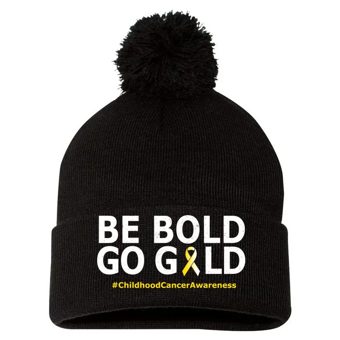 Be The Gold Childhood Cancer Awareness Pom Pom 12in Knit Beanie