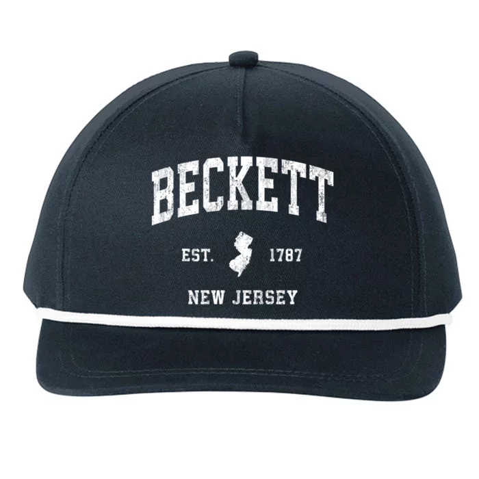 Beckett Est 1787 New Jersey Nj Vintage Athletic Black Sports Design Snapback Five-Panel Rope Hat