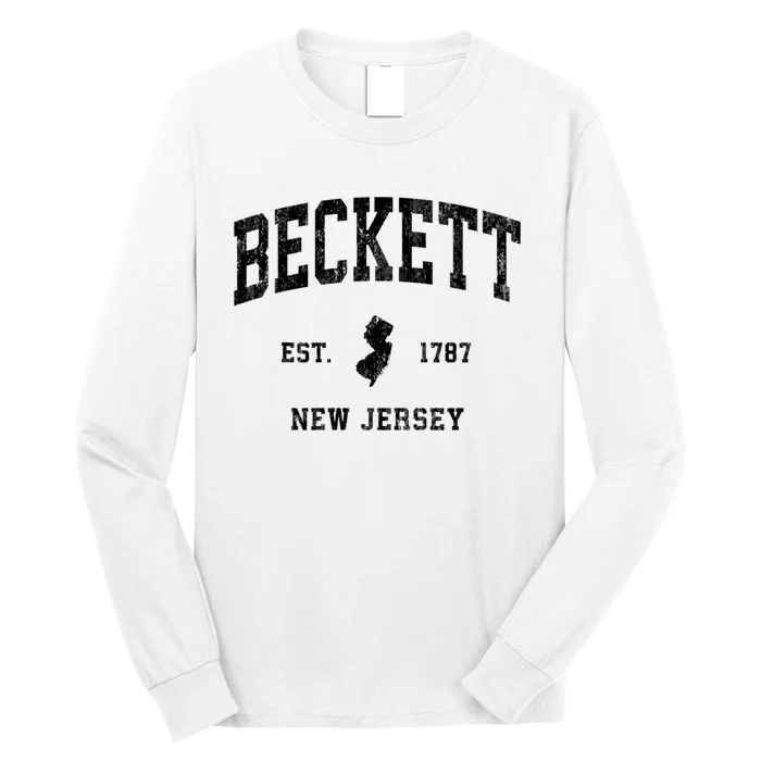 Beckett Est 1787 New Jersey Nj Vintage Athletic Black Sports Design Long Sleeve Shirt