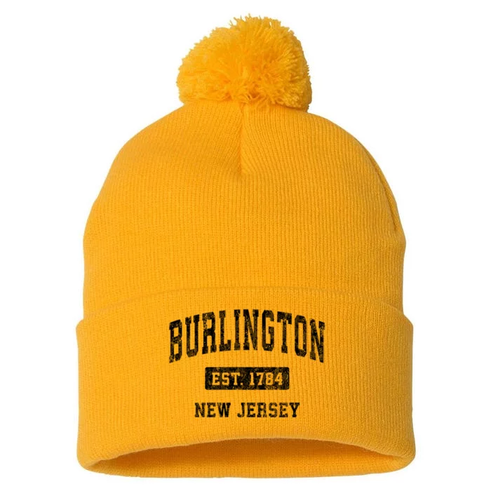 Burlington Est 1784 New Jersey Nj Vintage Established Sports Design Pom Pom 12in Knit Beanie