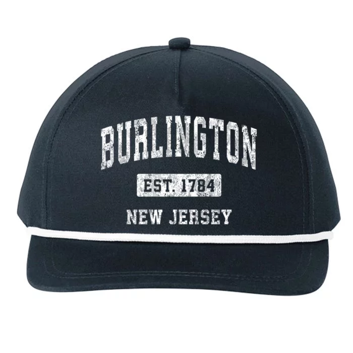 Burlington Est 1784 New Jersey Nj Vintage Established Sports Design Snapback Five-Panel Rope Hat