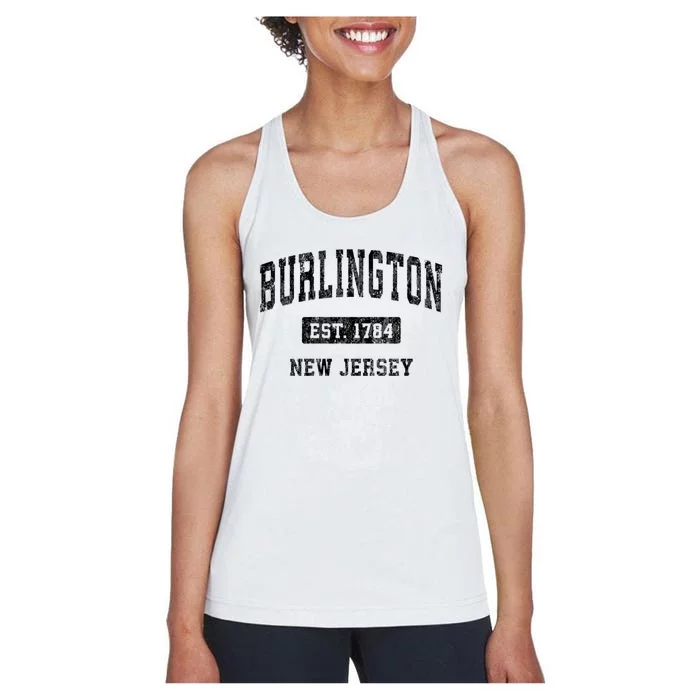 Burlington Est 1784 New Jersey Nj Vintage Established Sports Design Women's Racerback Tank