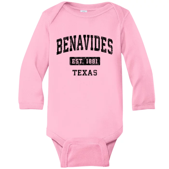 Benavides Est 1881 Texas Tx Vintage Sports Established Baby Long Sleeve Bodysuit