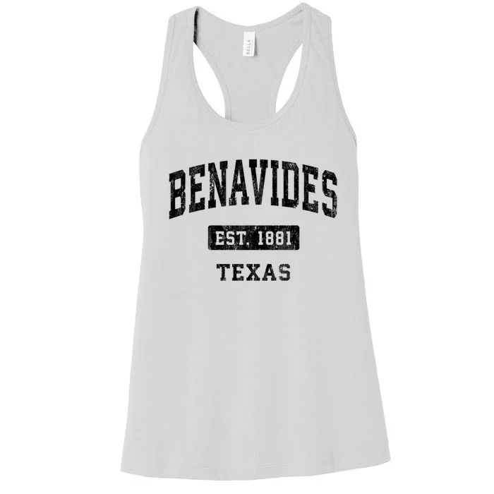 Benavides Est 1881 Texas Tx Vintage Sports Established Women's Racerback Tank