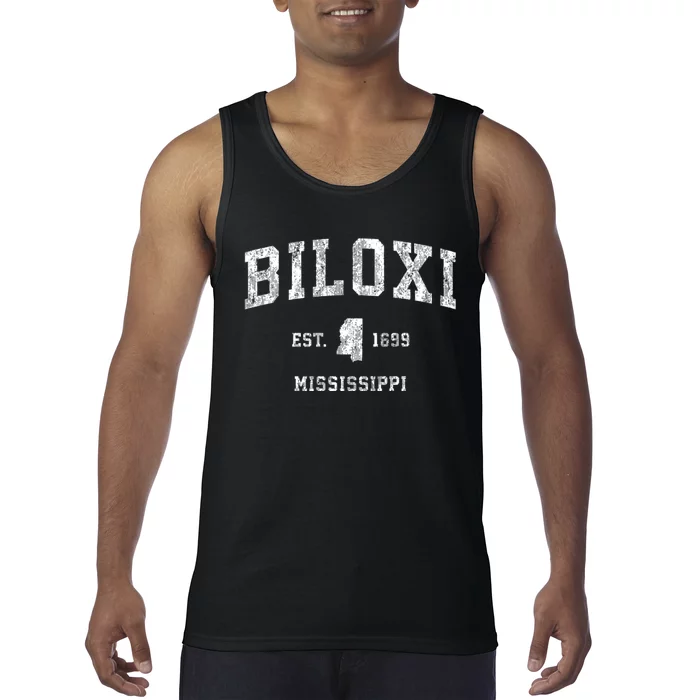 Biloxi Est 1699 Mississippi Ms Vintage Athletic Sports Design Tank Top