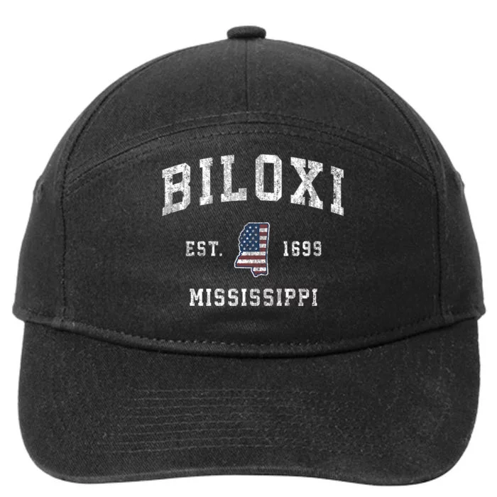 Biloxi Est 1699 Mississippi Ms Vintage Athletic Sports Design 7-Panel Snapback Hat