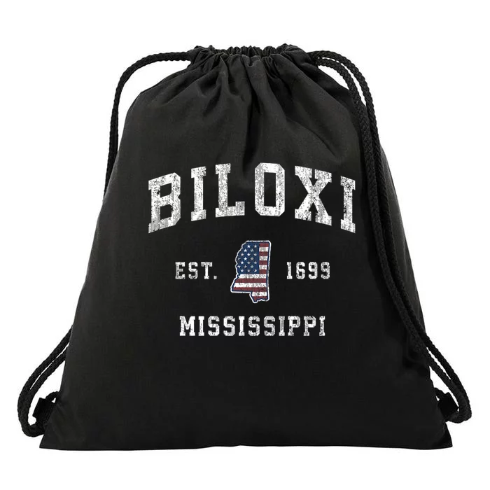 Biloxi Est 1699 Mississippi Ms Vintage Athletic Sports Design Drawstring Bag