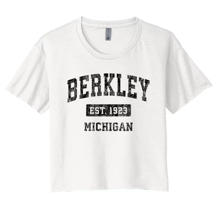 Berkley Est 1923 Michigan Mi Vintage Established Sports Design Women's Crop Top Tee