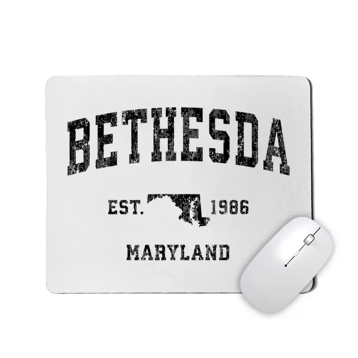 Bethesda Est 1986 Maryland Md Vintage Established Sports Design Mousepad