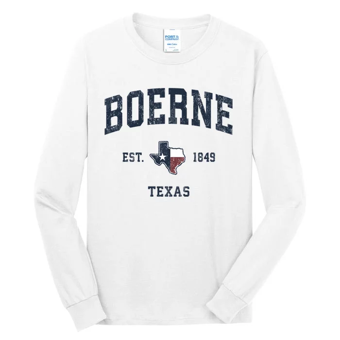 Boerne Est 1849 Texas Tx Vintage State Flag Sports Design Tall Long Sleeve T-Shirt