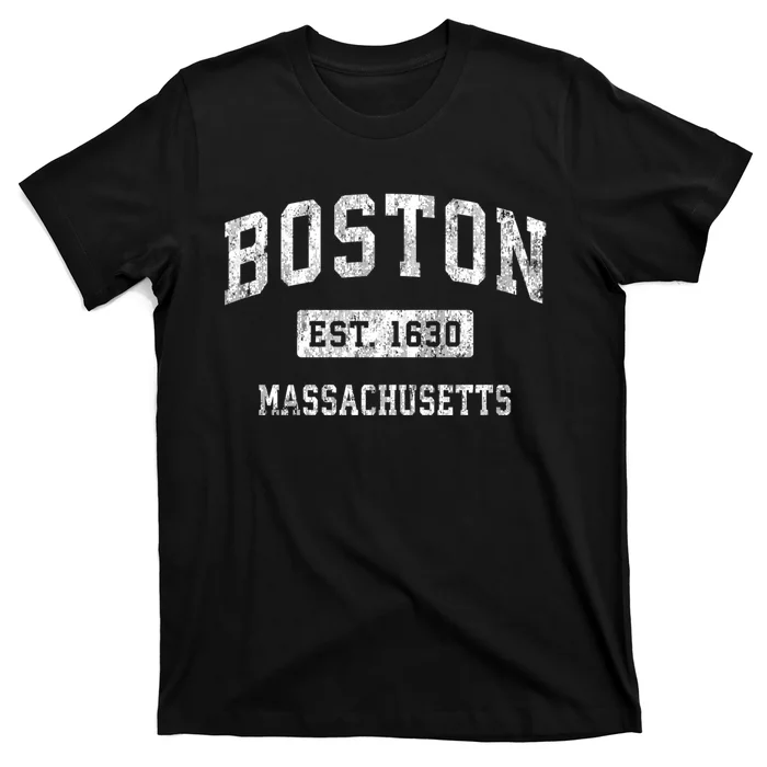 Boston Est 1630 Massachusetts Ma Vintage Established Sports Design T-Shirt