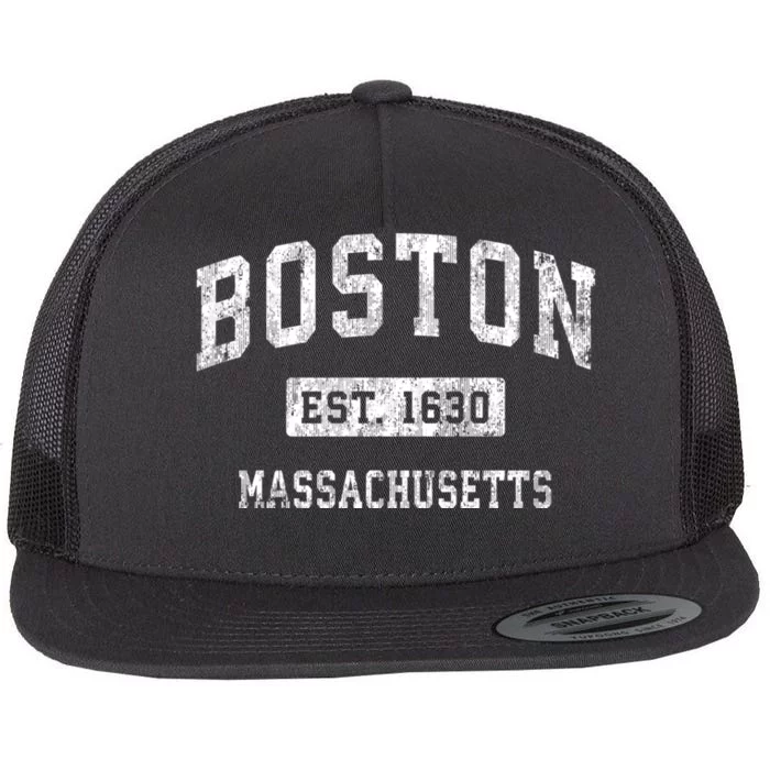 Boston Est 1630 Massachusetts Ma Vintage Established Sports Design Flat Bill Trucker Hat