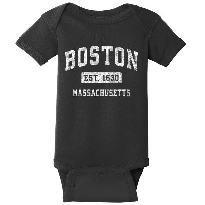 Boston Est 1630 Massachusetts Ma Vintage Established Sports Design Baby Bodysuit