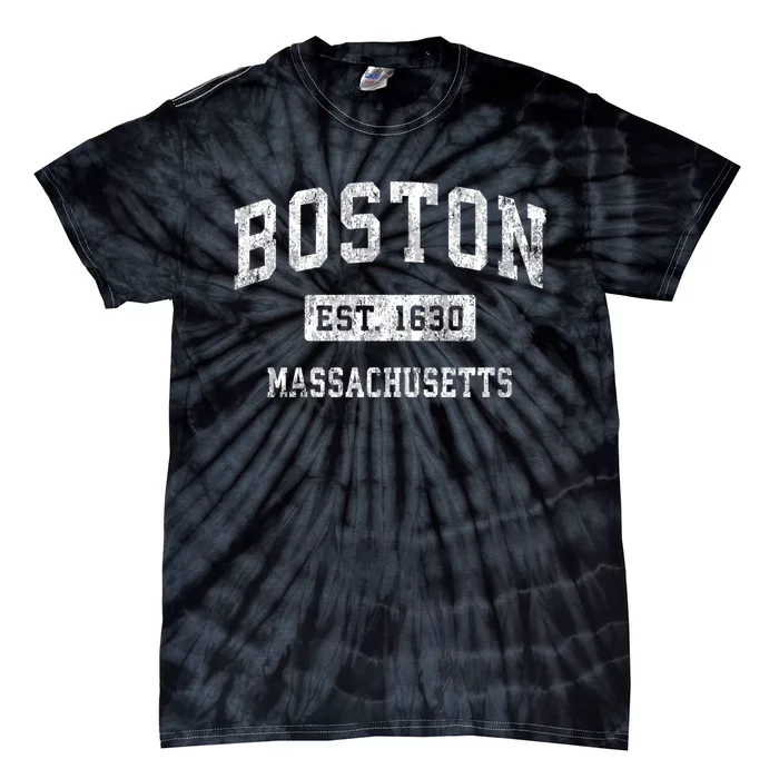 Boston Est 1630 Massachusetts Ma Vintage Established Sports Design Tie-Dye T-Shirt