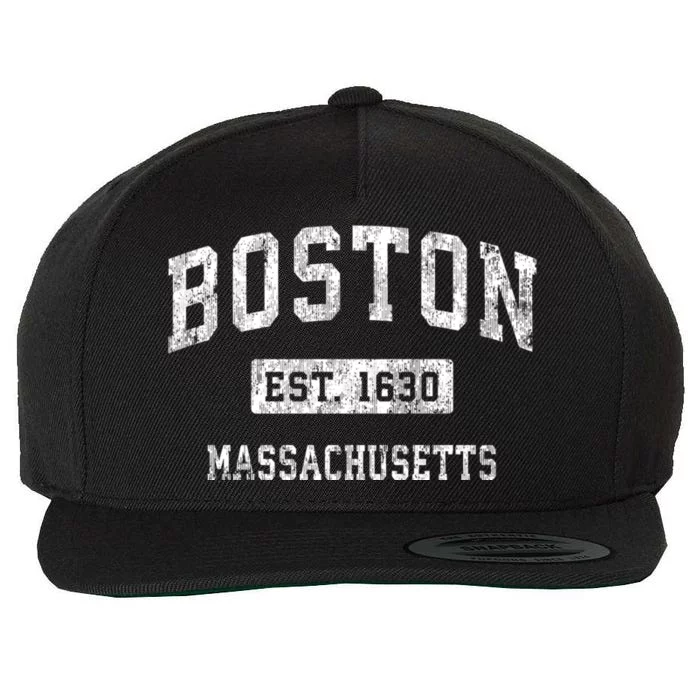 Boston Est 1630 Massachusetts Ma Vintage Established Sports Design Wool Snapback Cap