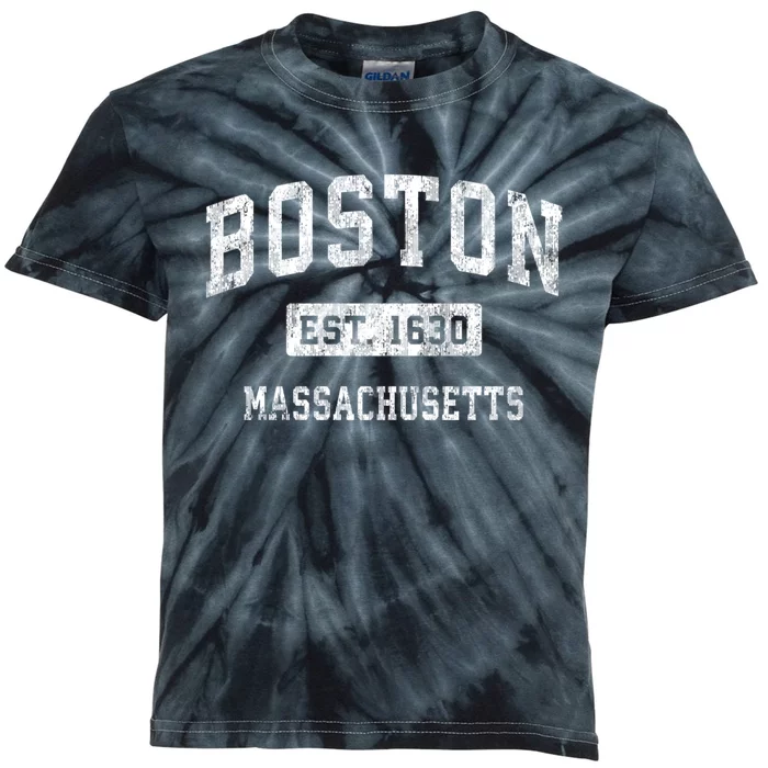 Boston Est 1630 Massachusetts Ma Vintage Established Sports Design Kids Tie-Dye T-Shirt