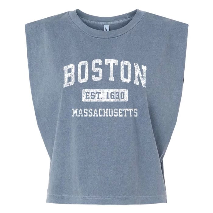 Boston Est 1630 Massachusetts Ma Vintage Established Sports Design Garment-Dyed Women's Muscle Tee