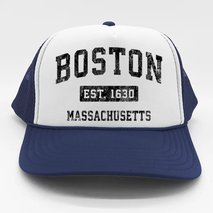 Boston Est 1630 Massachusetts Ma Vintage Established Sports Design Trucker Hat