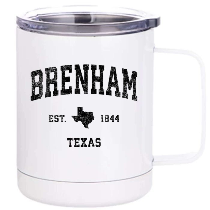 Brenham Est 1844 Texas Tx Vintage Established Athletic Sports Design Front & Back 12oz Stainless Steel Tumbler Cup