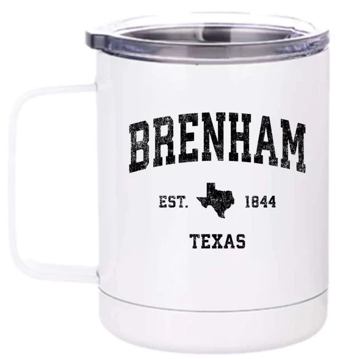 Brenham Est 1844 Texas Tx Vintage Established Athletic Sports Design Front & Back 12oz Stainless Steel Tumbler Cup