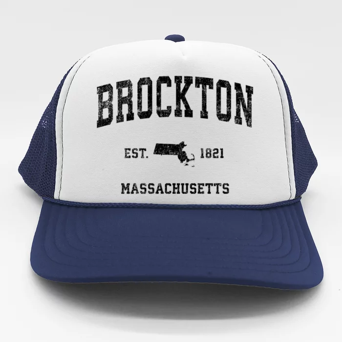 Brockton Est 1821 Massachusetts Ma Vintage Established Athletic Sports Design Trucker Hat