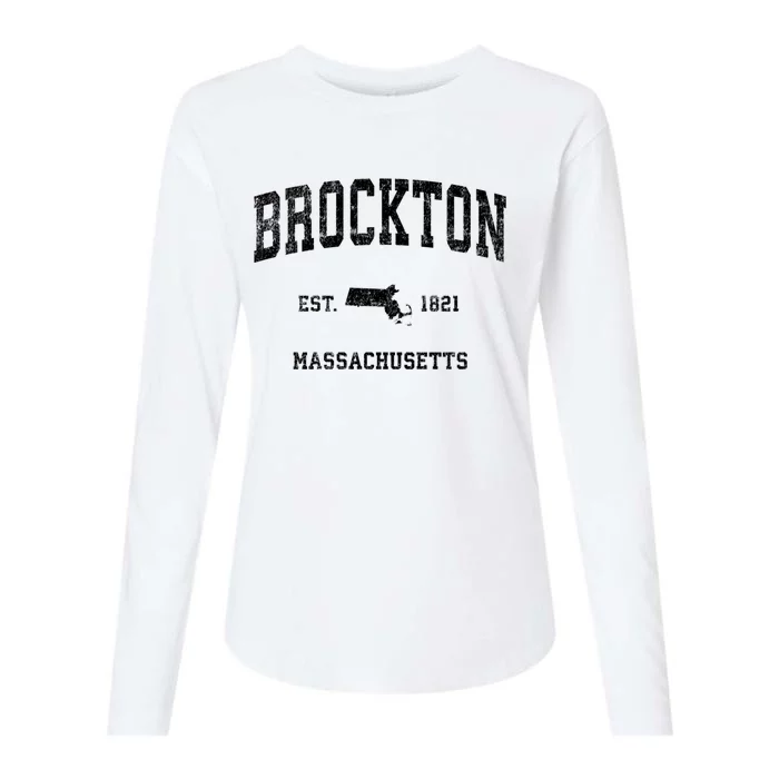 Brockton Est 1821 Massachusetts Ma Vintage Established Athletic Sports Design Womens Cotton Relaxed Long Sleeve T-Shirt