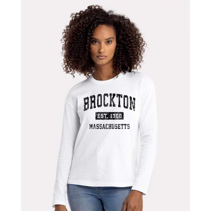 Brockton Est 1700 Massachusetts Ma Vintage Established Sports Design Womens Cotton Relaxed Long Sleeve T-Shirt