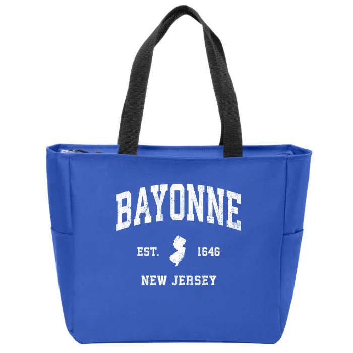 Bayonne Est 1646 New Jersey Nj Vintage Athletic Sports Design Zip Tote Bag