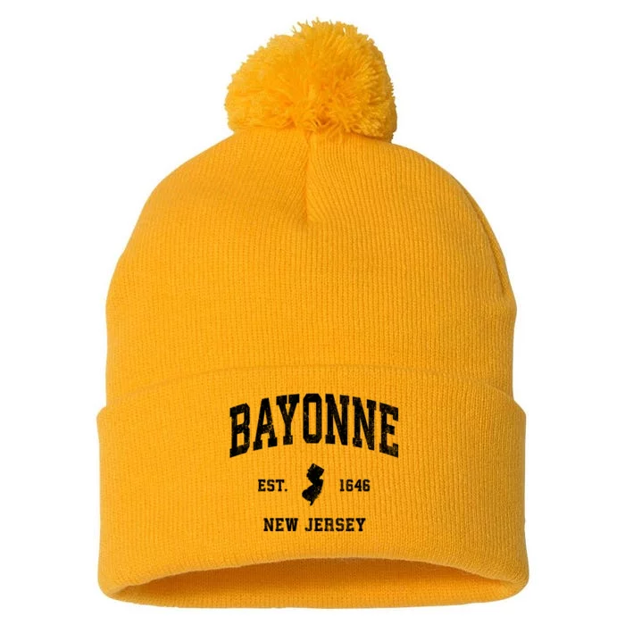 Bayonne Est 1646 New Jersey Nj Vintage Athletic Sports Design Pom Pom 12in Knit Beanie