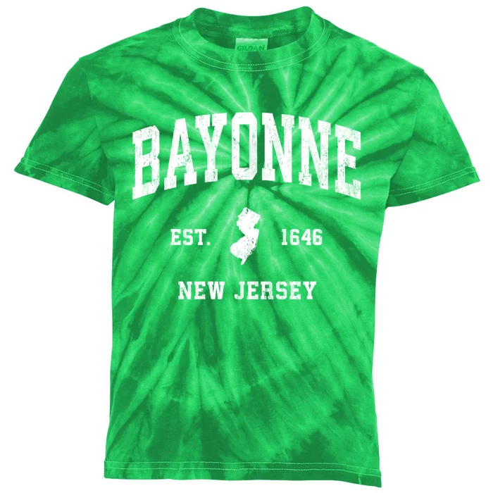 Bayonne Est 1646 New Jersey Nj Vintage Athletic Sports Design Kids Tie-Dye T-Shirt